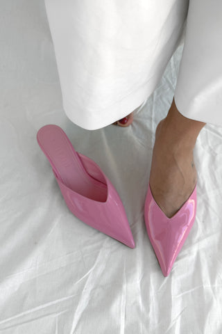 Simple Pembe Rugan Mini Topuk Kadın Terlik