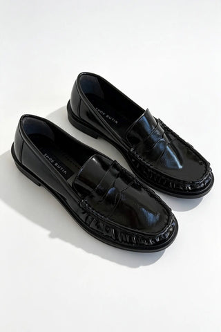 Oliver Siyah Rugan Büzgülü Kadın Loafer